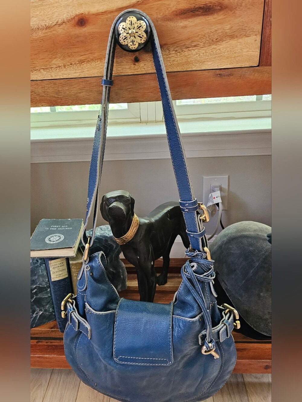 Authentic Chloe Paddington Shoulder Bag Lock/Key Beautiful Blue Leather! - Picture 4 of 14